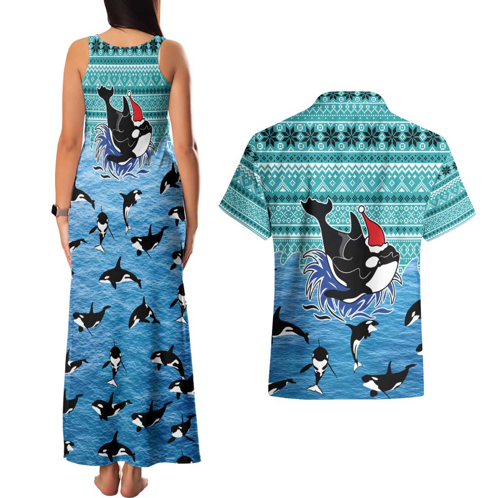 Love Oracle Whale Christmas Couples Matching Tank Maxi Dress and Hawaiian Shirt Xmas Holiday Patterns - Wonder Print Shop