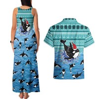 Love Oracle Whale Christmas Couples Matching Tank Maxi Dress and Hawaiian Shirt Xmas Holiday Patterns - Wonder Print Shop