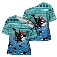 Love Oracle Whale Christmas Cross Shoulder Shirt Xmas Holiday Patterns - Wonder Print Shop
