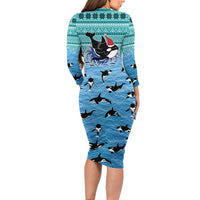 Love Oracle Whale Christmas Family Matching Long Sleeve Bodycon Dress and Hawaiian Shirt Xmas Holiday Patterns - Wonder Print Shop
