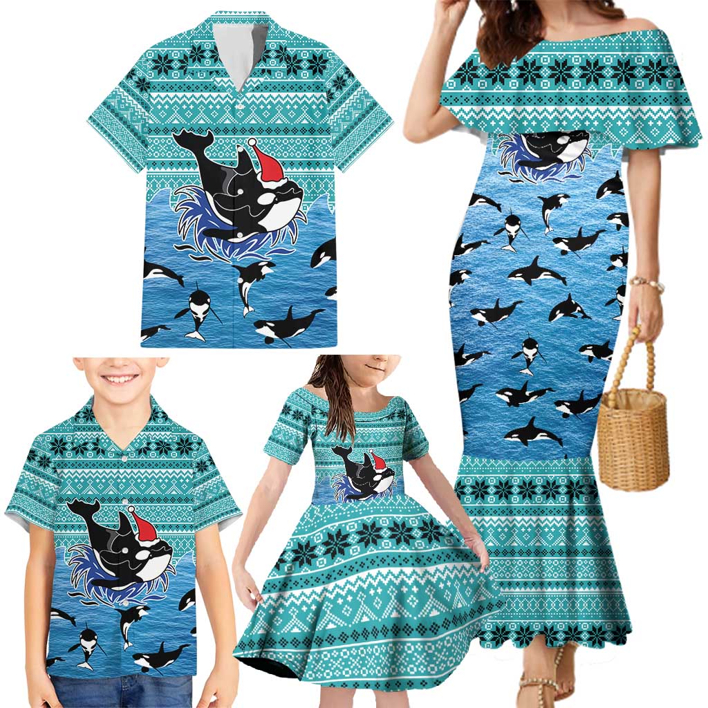 Love Oracle Whale Christmas Family Matching Mermaid Dress and Hawaiian Shirt Xmas Holiday Patterns - Wonder Print Shop