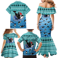 Love Oracle Whale Christmas Family Matching Mermaid Dress and Hawaiian Shirt Xmas Holiday Patterns - Wonder Print Shop