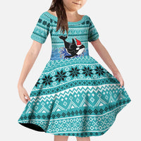 Love Oracle Whale Christmas Family Matching Off The Shoulder Long Sleeve Dress and Hawaiian Shirt Xmas Holiday Patterns - Wonder Print Shop