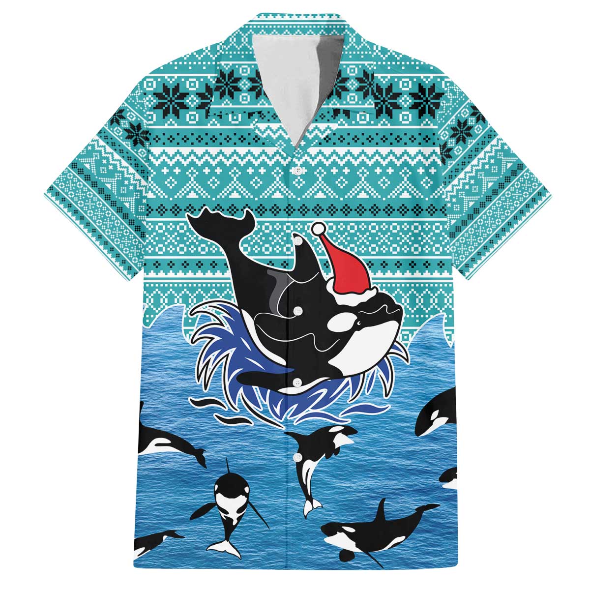 Love Oracle Whale Christmas Family Matching Off The Shoulder Long Sleeve Dress and Hawaiian Shirt Xmas Holiday Patterns - Wonder Print Shop