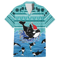 Love Oracle Whale Christmas Family Matching Off The Shoulder Long Sleeve Dress and Hawaiian Shirt Xmas Holiday Patterns - Wonder Print Shop