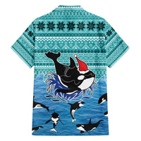 Love Oracle Whale Christmas Family Matching Off The Shoulder Long Sleeve Dress and Hawaiian Shirt Xmas Holiday Patterns - Wonder Print Shop