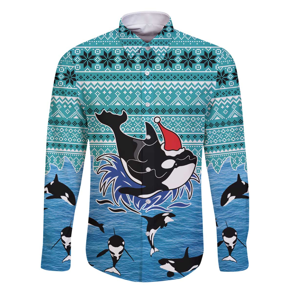 Love Oracle Whale Christmas Family Matching Off The Shoulder Long Sleeve Dress and Hawaiian Shirt Xmas Holiday Patterns - Wonder Print Shop