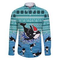 Love Oracle Whale Christmas Family Matching Off The Shoulder Long Sleeve Dress and Hawaiian Shirt Xmas Holiday Patterns - Wonder Print Shop