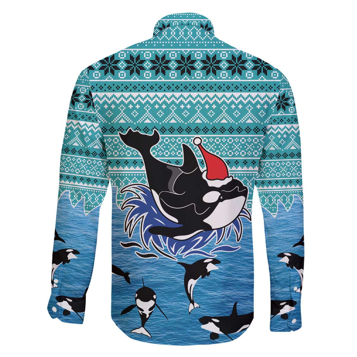 Love Oracle Whale Christmas Family Matching Off The Shoulder Long Sleeve Dress and Hawaiian Shirt Xmas Holiday Patterns - Wonder Print Shop