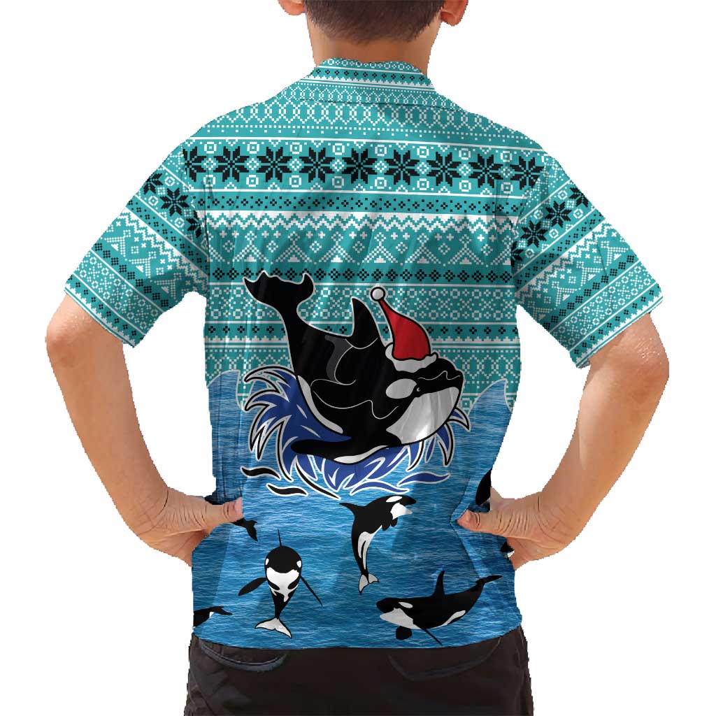 Love Oracle Whale Christmas Family Matching Off Shoulder Maxi Dress and Hawaiian Shirt Xmas Holiday Patterns - Wonder Print Shop