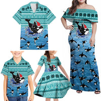 Love Oracle Whale Christmas Family Matching Off Shoulder Maxi Dress and Hawaiian Shirt Xmas Holiday Patterns - Wonder Print Shop
