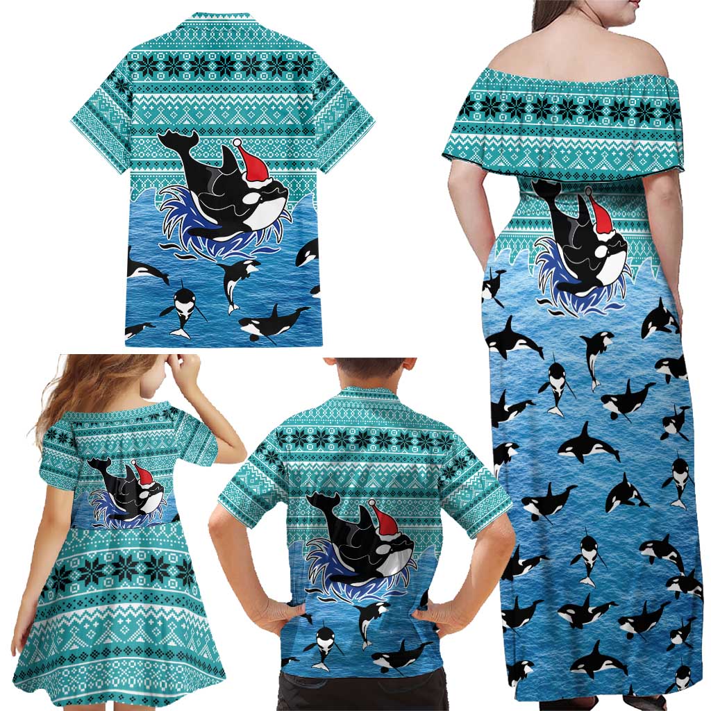 Love Oracle Whale Christmas Family Matching Off Shoulder Maxi Dress and Hawaiian Shirt Xmas Holiday Patterns - Wonder Print Shop