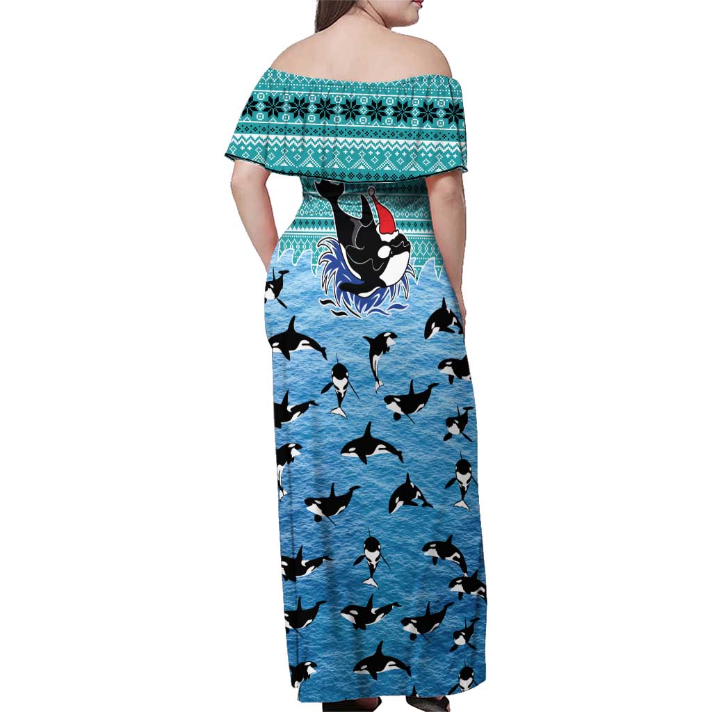 Love Oracle Whale Christmas Family Matching Off Shoulder Maxi Dress and Hawaiian Shirt Xmas Holiday Patterns - Wonder Print Shop