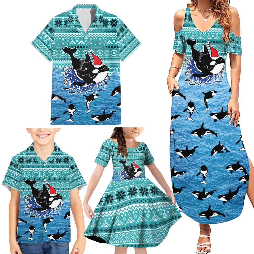 Love Oracle Whale Christmas Family Matching Summer Maxi Dress and Hawaiian Shirt Xmas Holiday Patterns - Wonder Print Shop