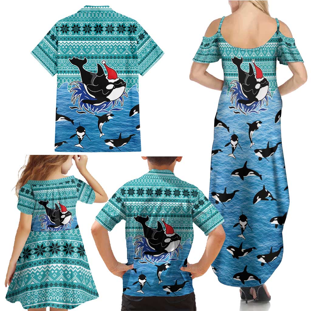 Love Oracle Whale Christmas Family Matching Summer Maxi Dress and Hawaiian Shirt Xmas Holiday Patterns - Wonder Print Shop