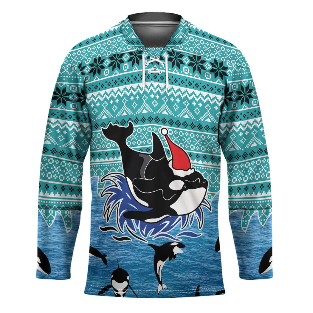 Love Oracle Whale Christmas Hockey Jersey Xmas Holiday Patterns - Wonder Print Shop