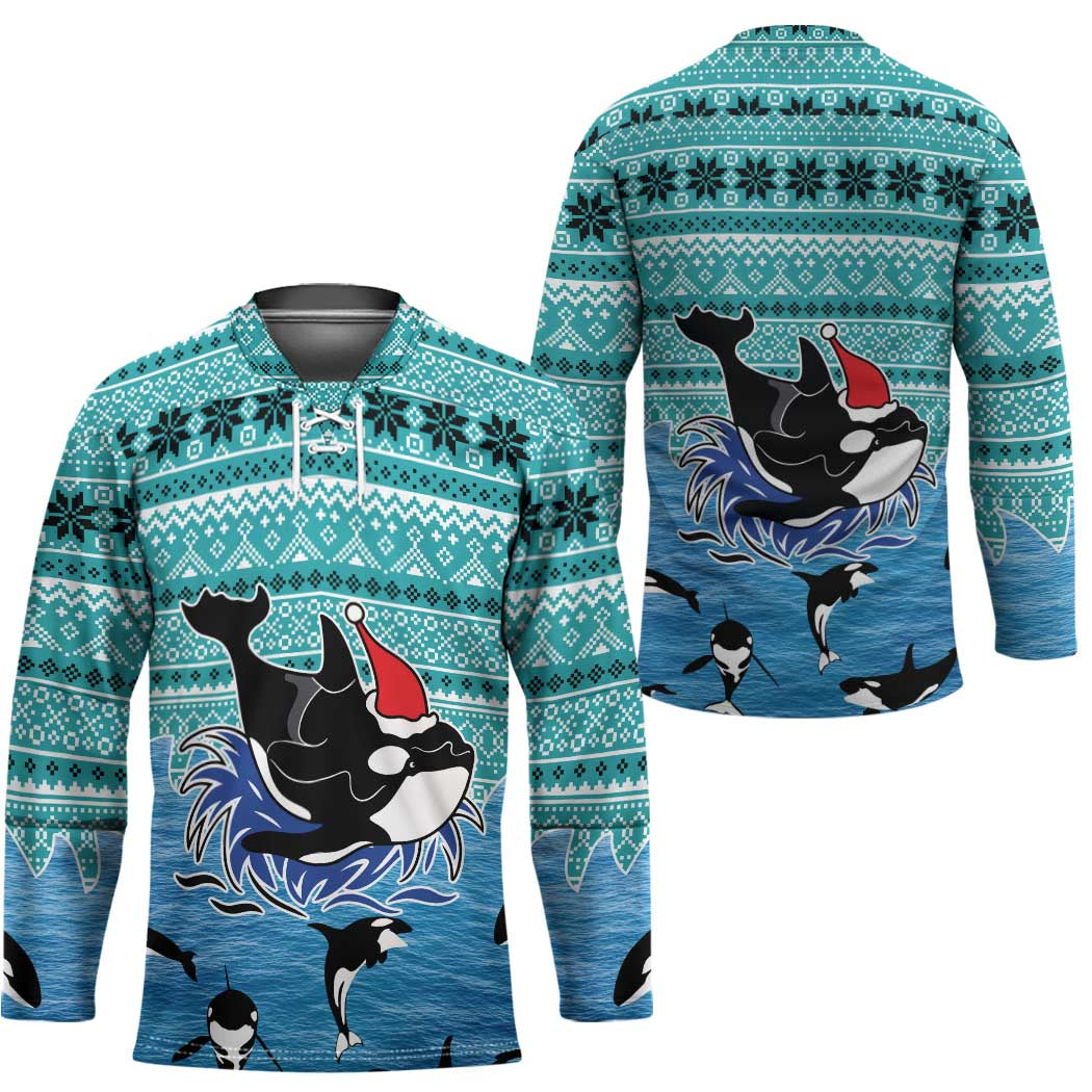 Love Oracle Whale Christmas Hockey Jersey Xmas Holiday Patterns - Wonder Print Shop