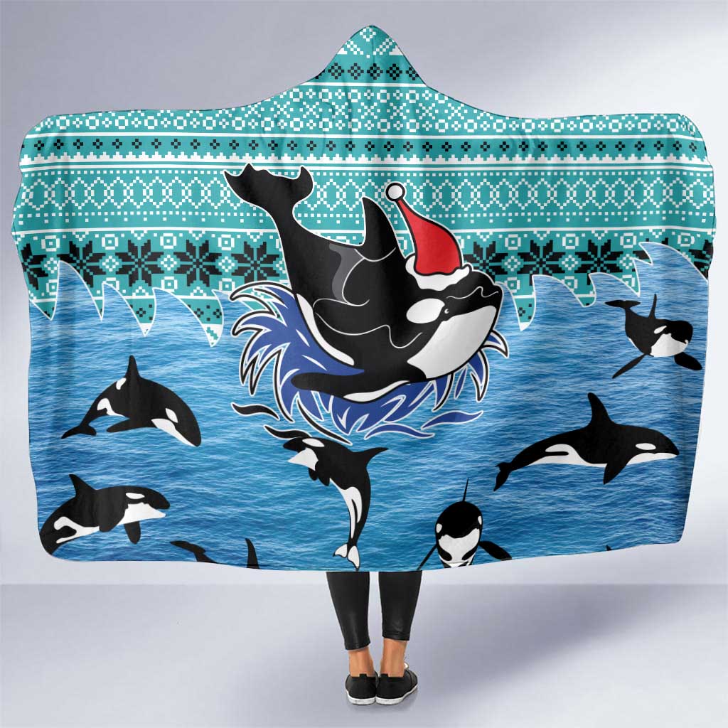 Love Oracle Whale Christmas Hooded Blanket Xmas Holiday Patterns - Wonder Print Shop
