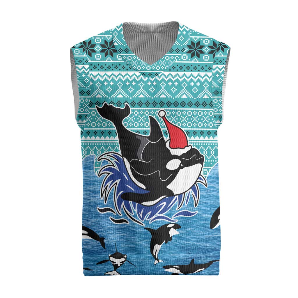 Love Oracle Whale Christmas Knitted V-Neck Vest Xmas Holiday Patterns - Wonder Print Shop