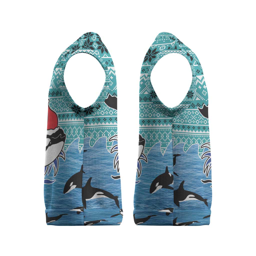 Love Oracle Whale Christmas Knitted V-Neck Vest Xmas Holiday Patterns - Wonder Print Shop