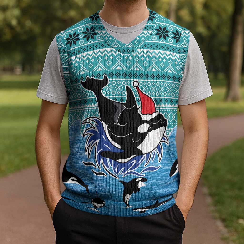 Love Oracle Whale Christmas Knitted V-Neck Vest Xmas Holiday Patterns - Wonder Print Shop