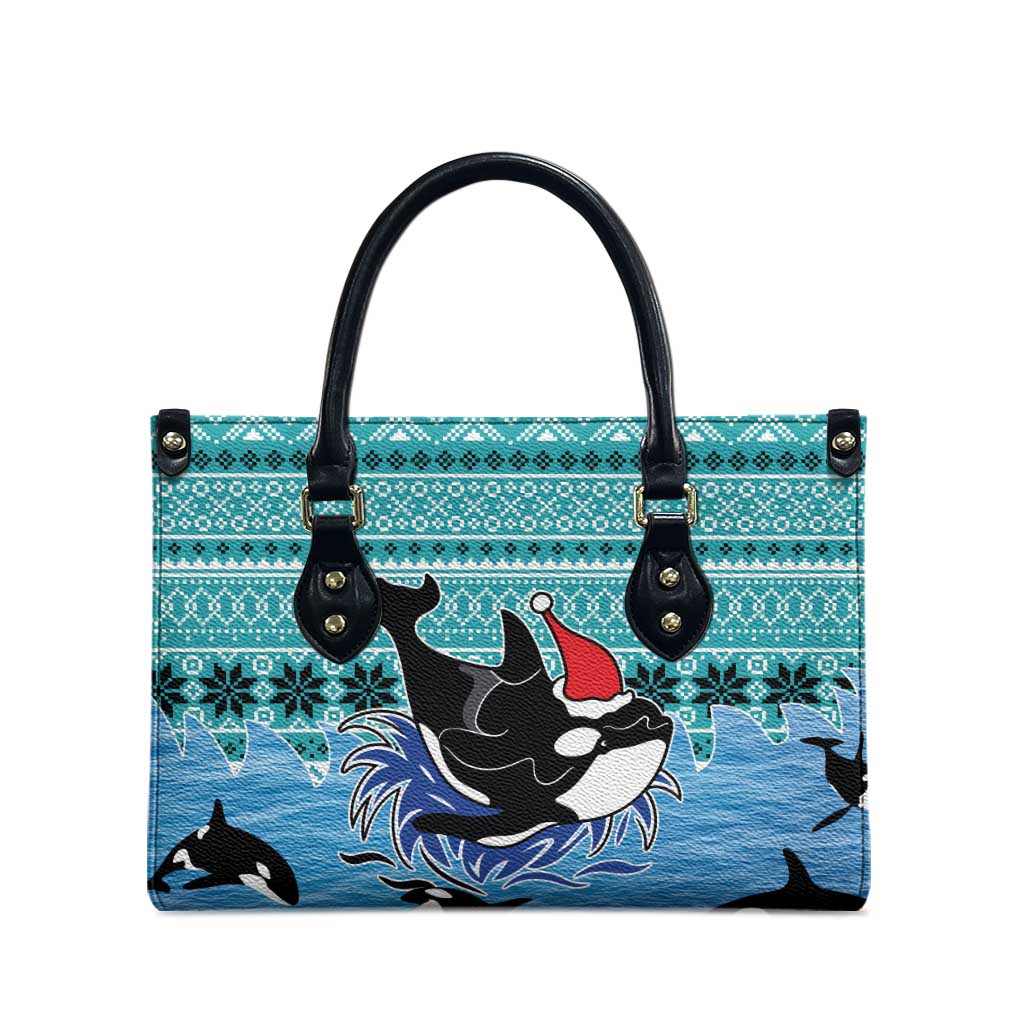 Love Oracle Whale Christmas Leather Bag Xmas Holiday Patterns - Wonder Print Shop