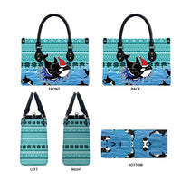 Love Oracle Whale Christmas Leather Bag Xmas Holiday Patterns - Wonder Print Shop