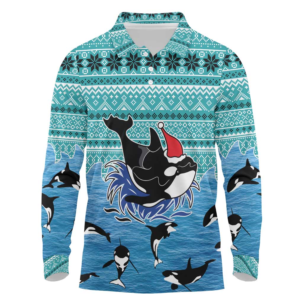 Love Oracle Whale Christmas Long Sleeve Polo Shirt Xmas Holiday Patterns - Wonder Print Shop