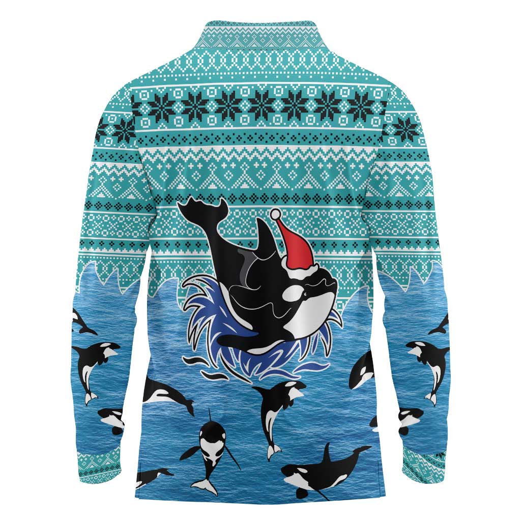 Love Oracle Whale Christmas Long Sleeve Polo Shirt Xmas Holiday Patterns - Wonder Print Shop