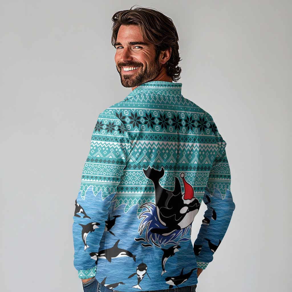 Love Oracle Whale Christmas Long Sleeve Polo Shirt Xmas Holiday Patterns - Wonder Print Shop