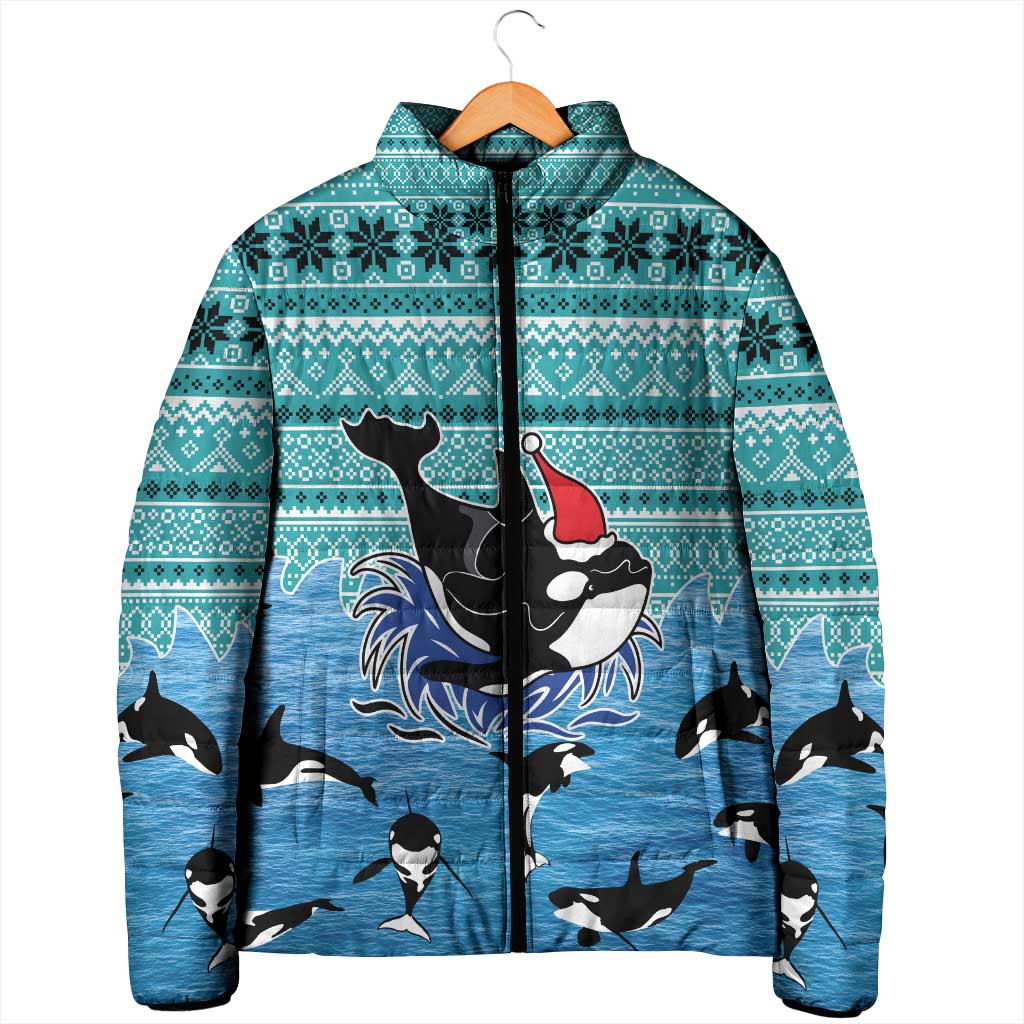 Love Oracle Whale Christmas Padded Jacket Xmas Holiday Patterns - Wonder Print Shop