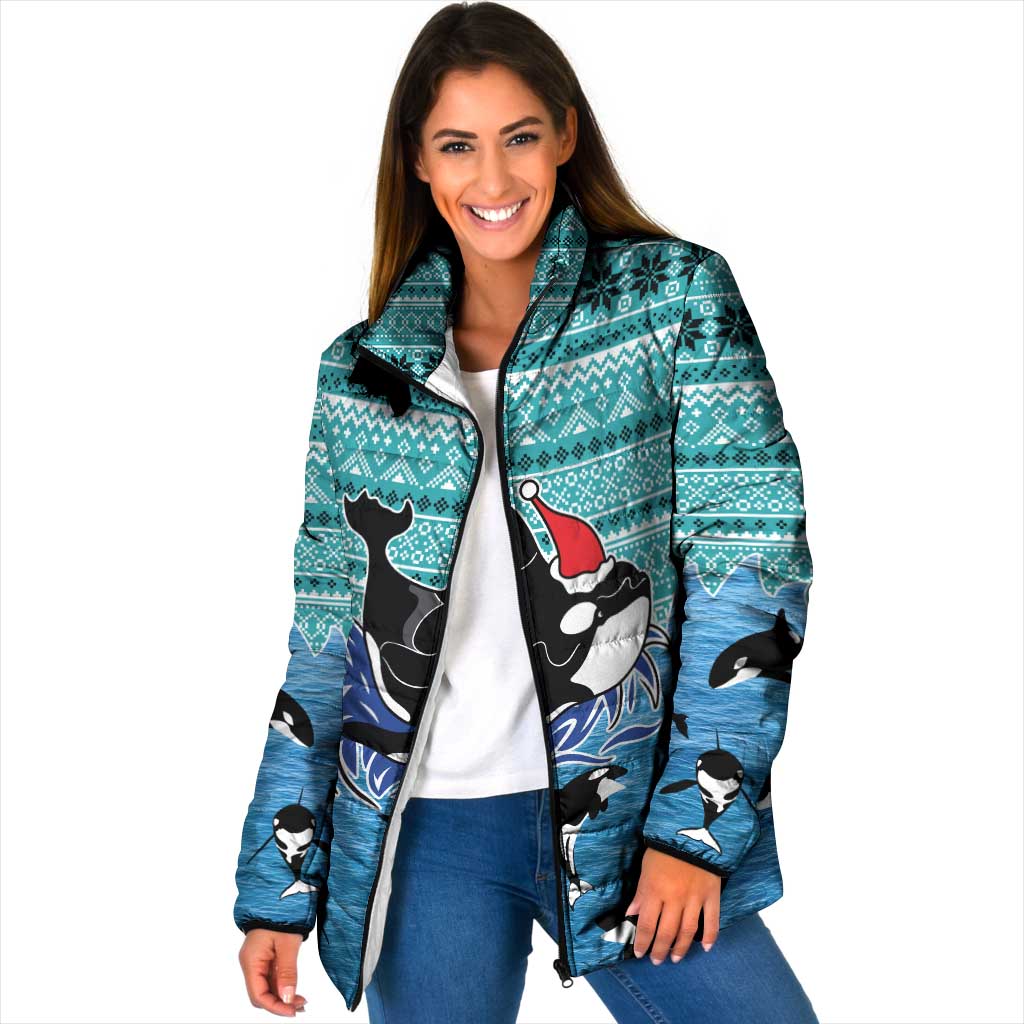 Love Oracle Whale Christmas Padded Jacket Xmas Holiday Patterns - Wonder Print Shop