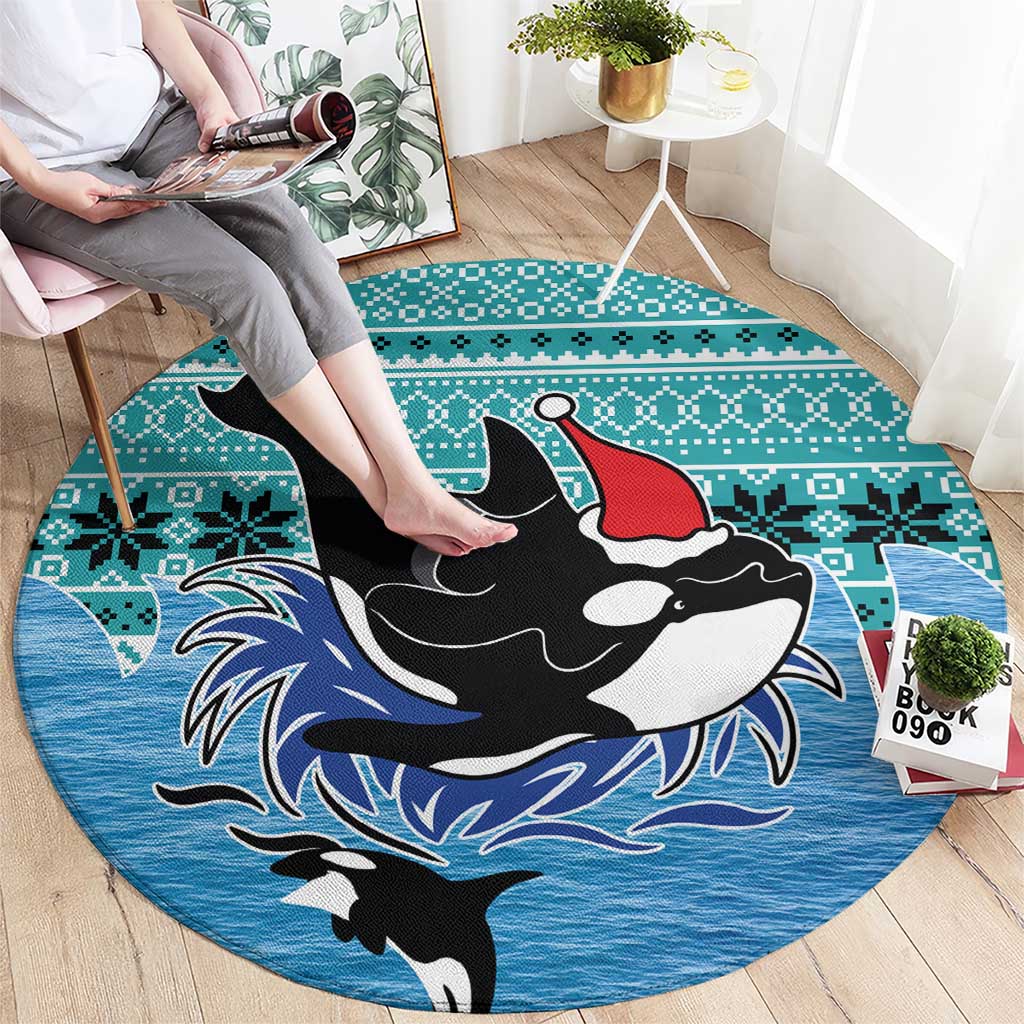 Love Oracle Whale Christmas Round Carpet Xmas Holiday Patterns - Wonder Print Shop