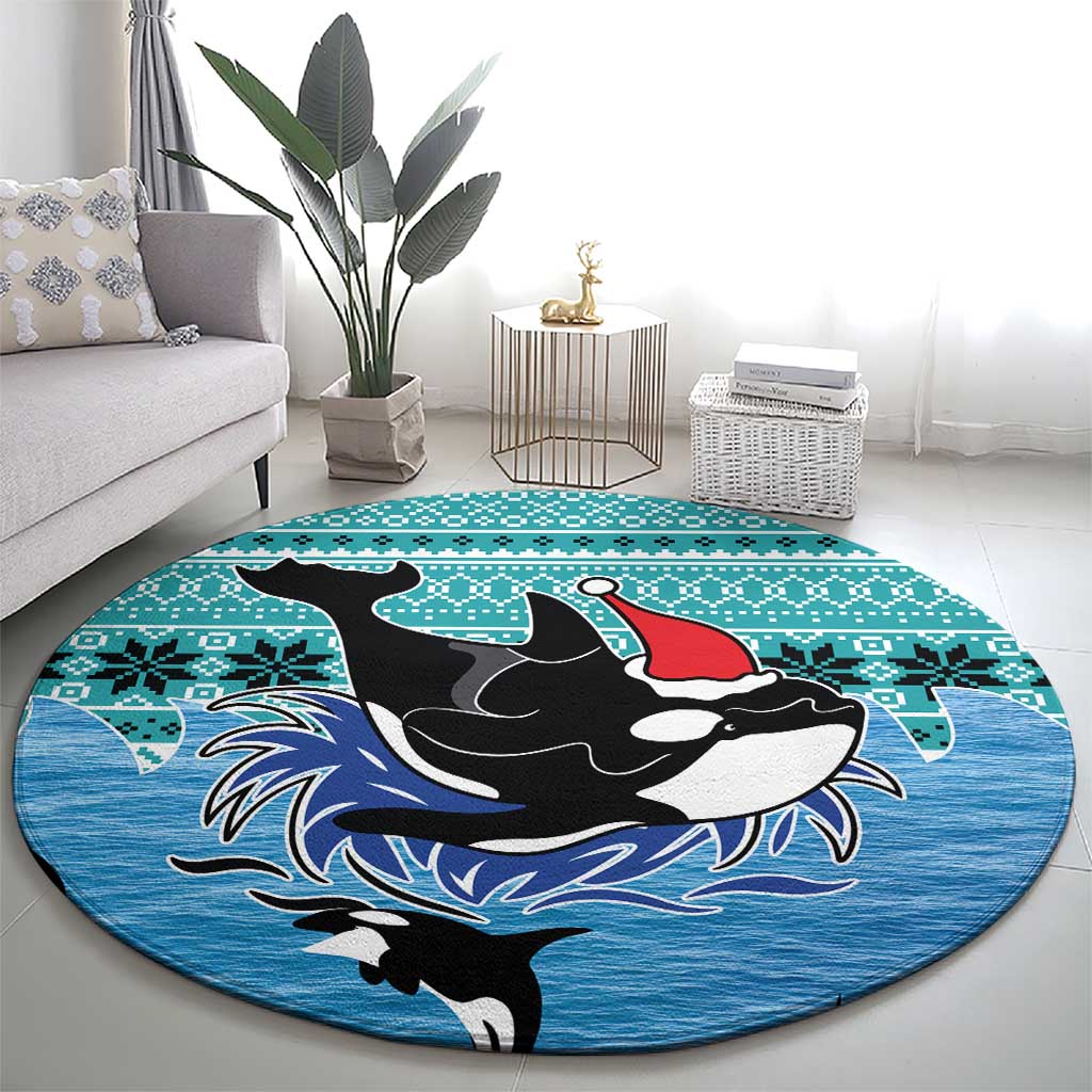 Love Oracle Whale Christmas Round Carpet Xmas Holiday Patterns - Wonder Print Shop