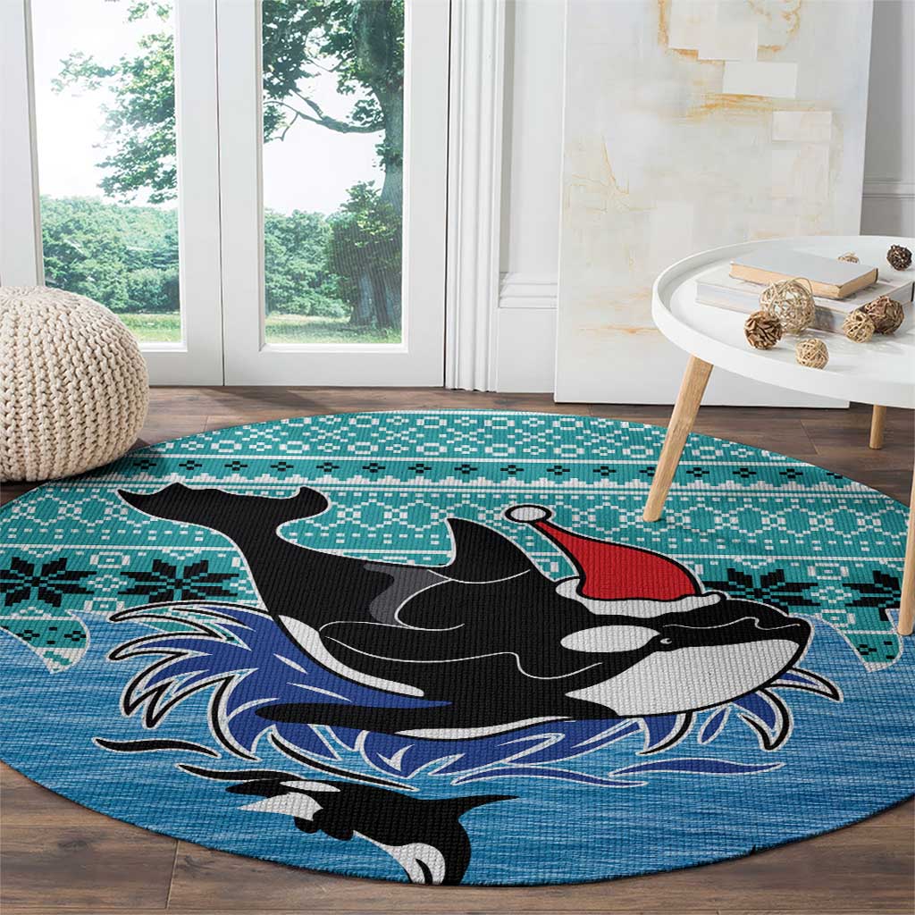 Love Oracle Whale Christmas Round Carpet Xmas Holiday Patterns - Wonder Print Shop