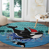 Love Oracle Whale Christmas Round Carpet Xmas Holiday Patterns - Wonder Print Shop