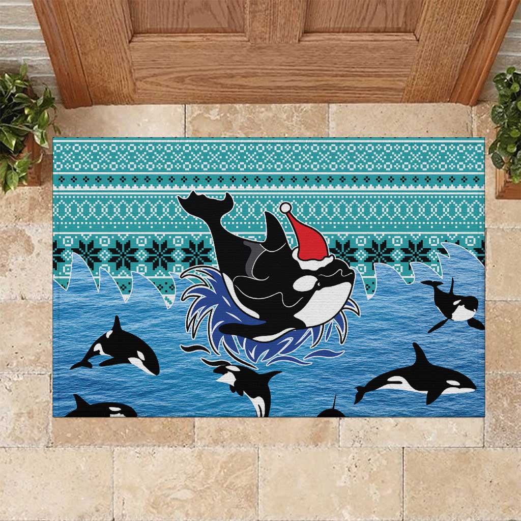 Love Oracle Whale Christmas Rubber Doormat Xmas Holiday Patterns - Wonder Print Shop