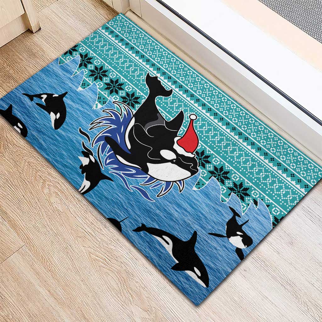 Love Oracle Whale Christmas Rubber Doormat Xmas Holiday Patterns - Wonder Print Shop
