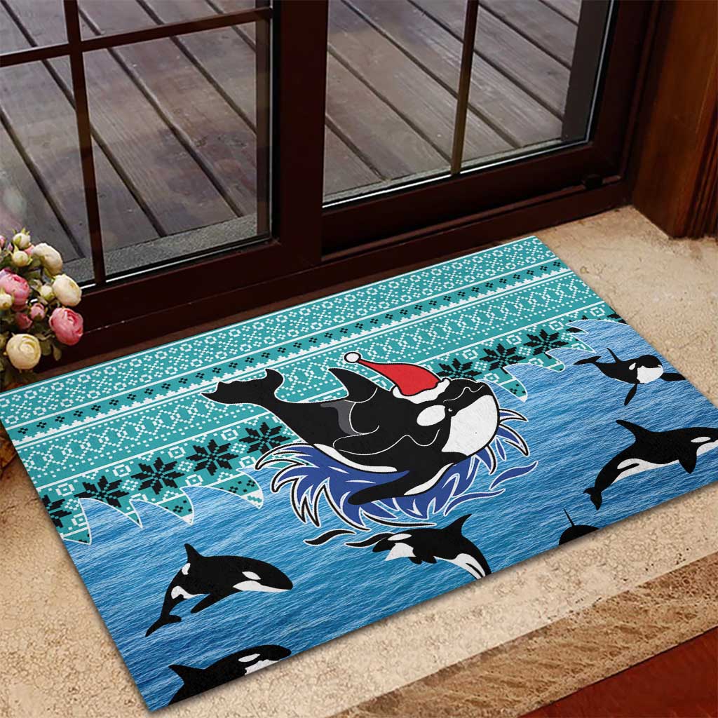 Love Oracle Whale Christmas Rubber Doormat Xmas Holiday Patterns - Wonder Print Shop
