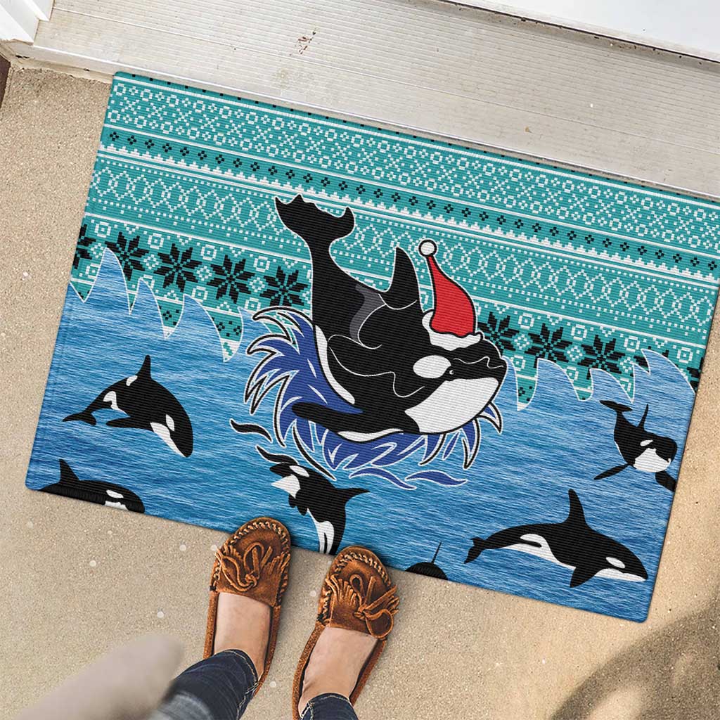 Love Oracle Whale Christmas Rubber Doormat Xmas Holiday Patterns - Wonder Print Shop