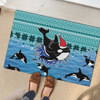 Love Oracle Whale Christmas Rubber Doormat Xmas Holiday Patterns - Wonder Print Shop