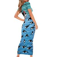 Love Oracle Whale Christmas Short Sleeve Bodycon Dress Xmas Holiday Patterns - Wonder Print Shop
