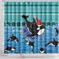 Love Oracle Whale Christmas Shower Curtain Xmas Holiday Patterns - Wonder Print Shop