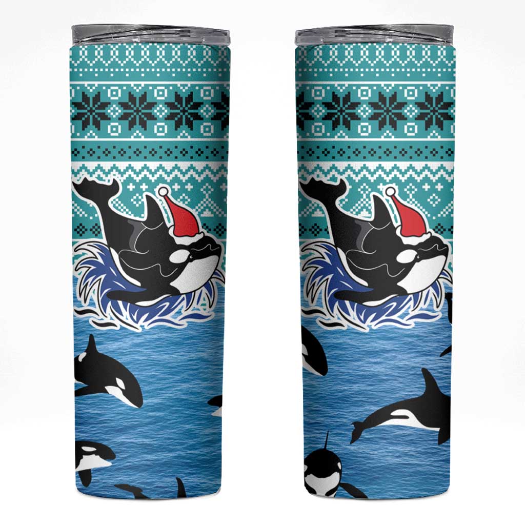 Love Oracle Whale Christmas Skinny Tumbler Xmas Holiday Patterns - Wonder Print Shop