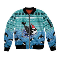 Love Oracle Whale Christmas Sleeve Zip Bomber Jacket Xmas Holiday Patterns - Wonder Print Shop