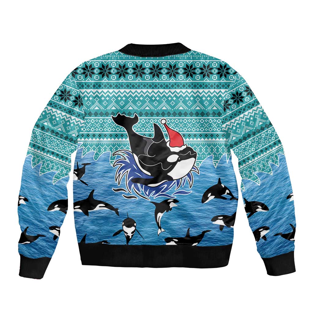 Love Oracle Whale Christmas Sleeve Zip Bomber Jacket Xmas Holiday Patterns - Wonder Print Shop