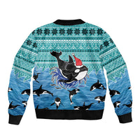 Love Oracle Whale Christmas Sleeve Zip Bomber Jacket Xmas Holiday Patterns - Wonder Print Shop