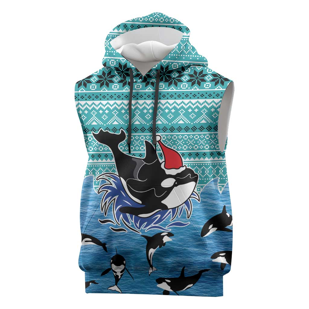 Love Oracle Whale Christmas Sleeveless Hoodie Xmas Holiday Patterns - Wonder Print Shop