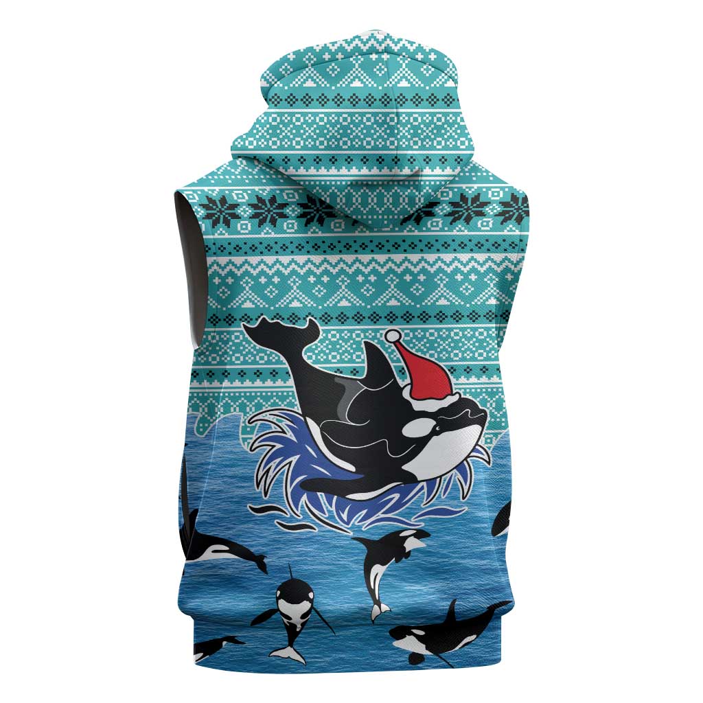 Love Oracle Whale Christmas Sleeveless Hoodie Xmas Holiday Patterns - Wonder Print Shop