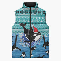 Love Oracle Whale Christmas Sleeveless Puffer Jacket Xmas Holiday Patterns - Wonder Print Shop